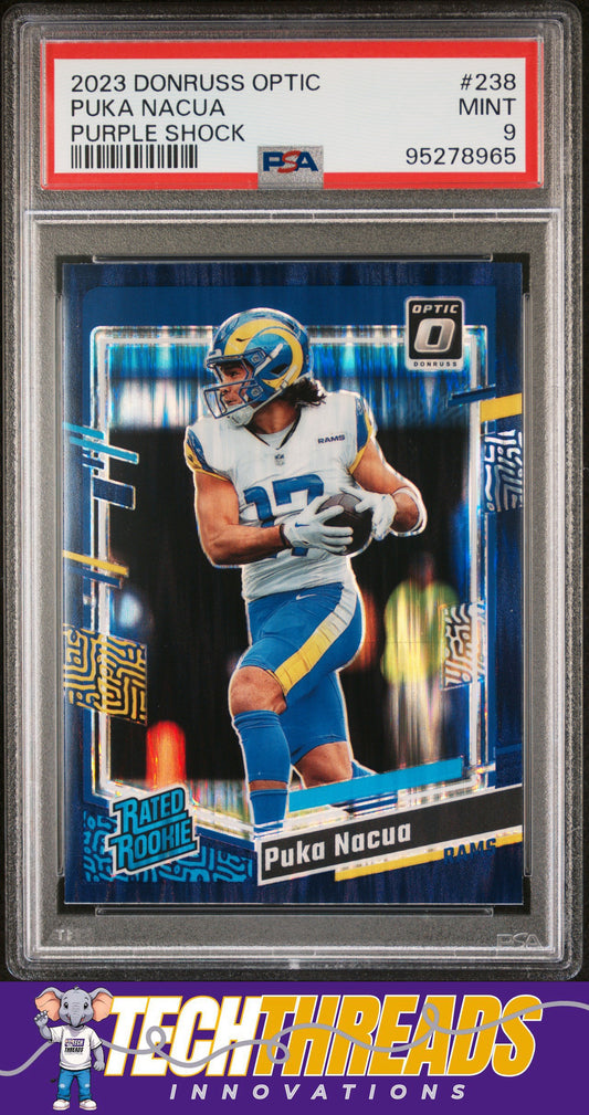 2023 Panini Donruss Optic #238 Puka Nacua Purple Shock PSA 9